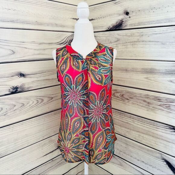Banana Republic Pink Patterned Sleeveless Collared Button Down Size Small - Picture 1 of 5